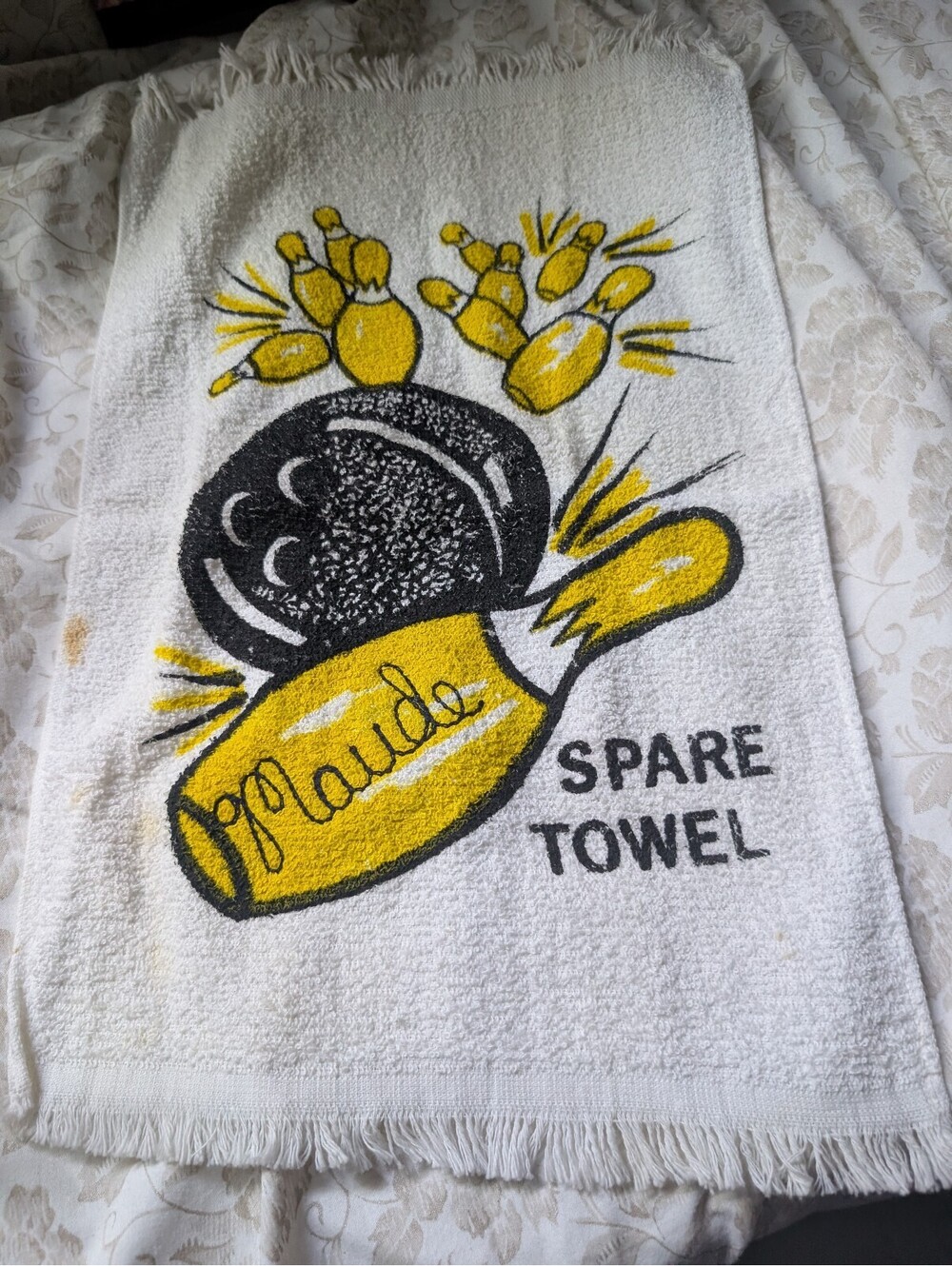 Maude Spare Towel with Bowling Pin and Ball Design